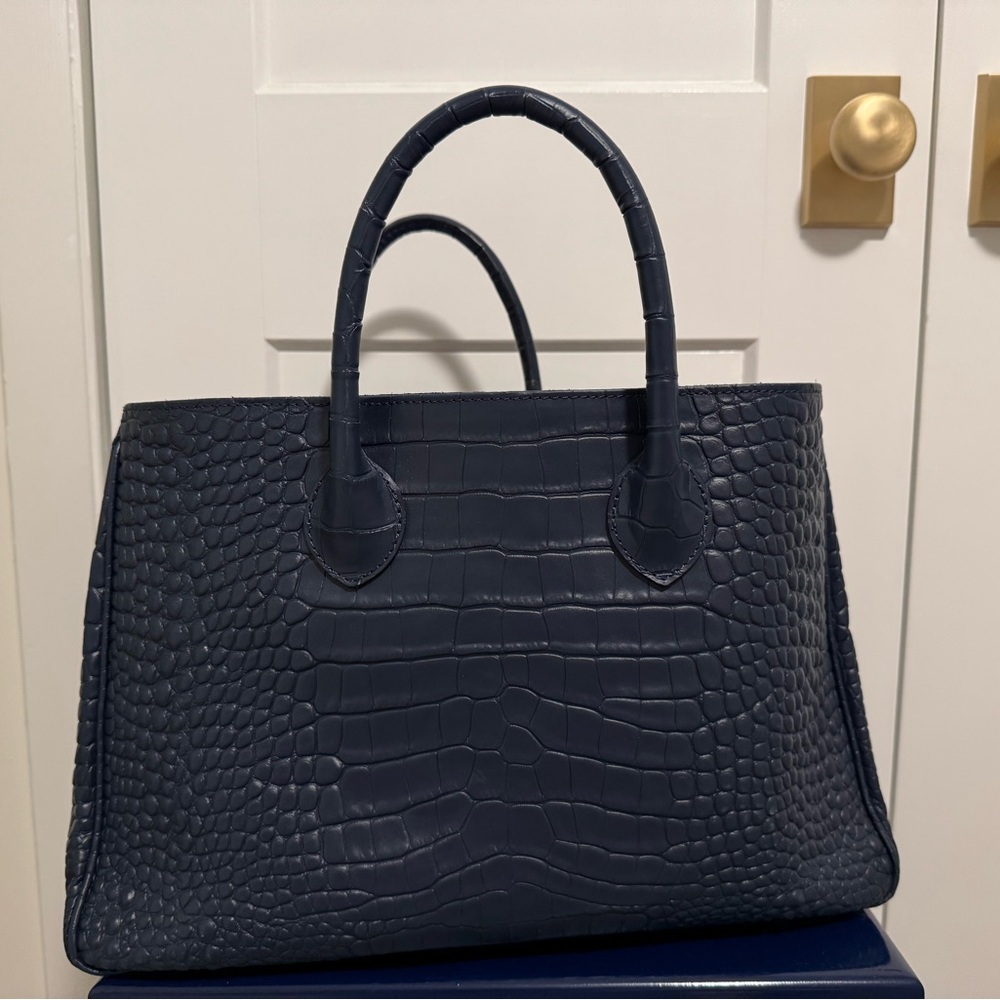 Mark & Graham Elisabetta Croc Handbag - Navy Blue - Picture 3 of 6